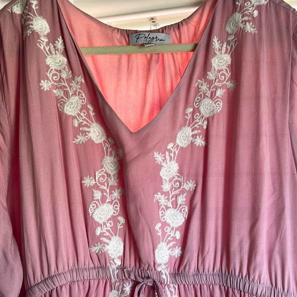3x light pink floor length dress